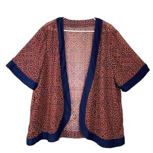 Avon Sheer Geometric Open Kimono Wrap Cover Size 1X/2X Bohemian